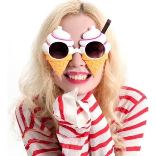 Novelty Ice Cream Cone Shaped Sunglasses Funny Party Eye Glasses Costume Prop
