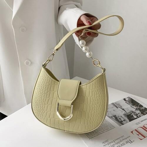 PU Leather Saddle Crossbody Bags for Women Design Luxury Female Shoulder bags Small Stone Pattern Solid Color ladies Handbags
