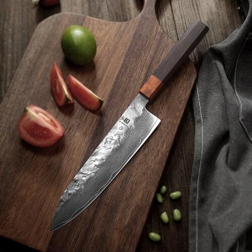 Japanese chef knife Damascus steel slicing cleaver kitchen knife with octagonal handle