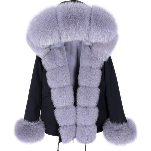 2021 Waterproof Short Parka 7XL Winter Jacket Women Real Fur Coat Natural Fox Fur Collar Hood Warm Streetwear Detachable