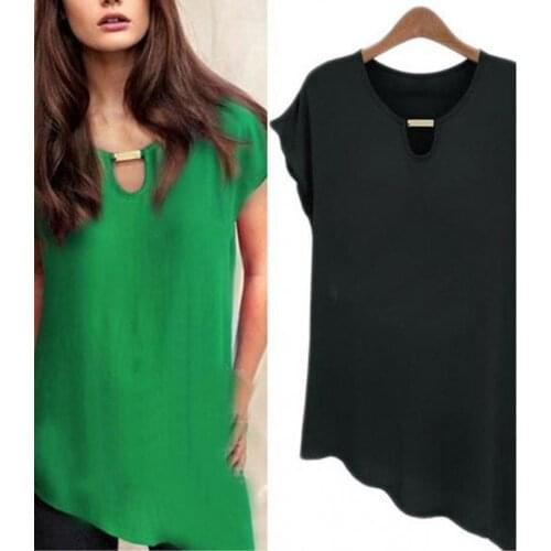 Plus Size Summer Shirt Casual Short Sleeve Women Blouse Chiffon Blouses Office Work Loose Shirts Solid Blusas Feminina Tops