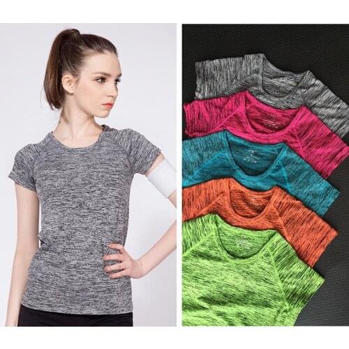 Women 5 Colours Running Shirts Yoga Shirts Sports Fitness T Shirts Ladies Gym Quick Dry Tops Marl Effect Free Shipping Z037