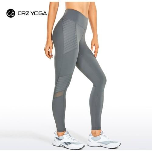 CRZ YOGA Womens Naked Feeling Workout Leggings 25 Inches - High Waisted Moto Leggings Mesh Yoga Pant