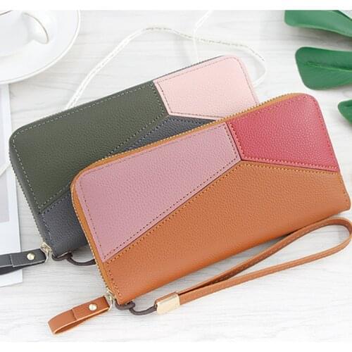 Wristband Womens Long Stitching Wallet Fashion Candy Color Phone Money Bag Large Capacity Rectangle Coin Purse Ladies Clutch