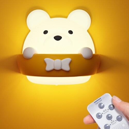 2019 Original USB Charging LED Night Light Bear Stepless Dimming With Remote Control Bedside Lamp For Children Birthday Gift