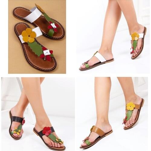 2021 Summer Women Slippers Low Heels Flip Flops Genuine Leather Sandals Open Toe Ladies Slippers Made in Turkey