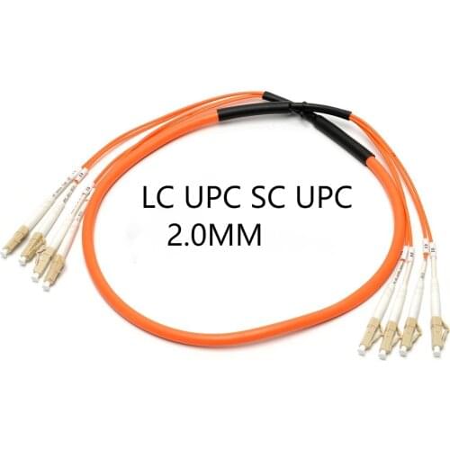 4 Pieces Armored LC UPC-SC UPC 2.0mm Armored Fiber Pigtail Patch Cord Jumper Cable MM OM2 Simplex Optic for Network Pigtail