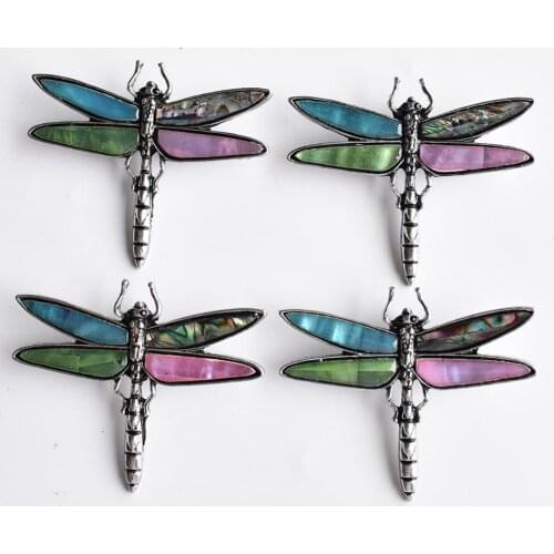 4pcs new women brooch or women pendants with nature abalone shell saltwater shell mother of pearl dragonfly shape 60x50mm