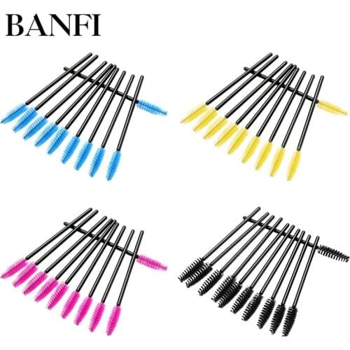 50PCs Disposable Eyelash Brushes Makeup Applicator Wands Curler Brush Set Mascara Eyebrow Spoolers Comb Wands Spoolies Brushes