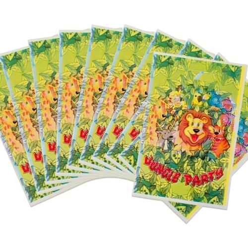 50PCS Kids Favors Gifts Bags Happy Birthday Party Decoration Baby Shower Jungle Animal Theme Plastic Loot Bags Events Supplies
