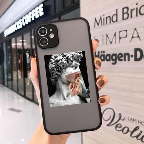 New Phone Case for IPhone X XS Max XR 11 12 Pro Max SE 2020 6s 7 8 Plus Funny Art Hand Creation of Adam David Matte Clear Cover