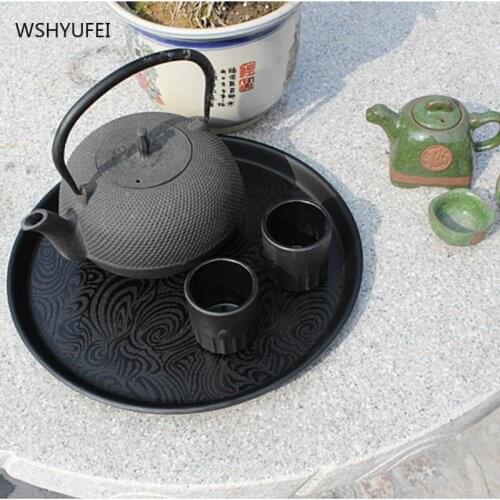 Tray black round fiber optic thick non-slip home hotel restaurant non-tempered plastic coffee shop waiter general fruit tray