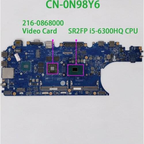 CN-0N98Y6 0N98Y6 N98Y6 ADP80 LA-C841P w 216-0868000 GPU for Dell Latitude E5570 Laptop PC NoteBook Motherboard Mainboard