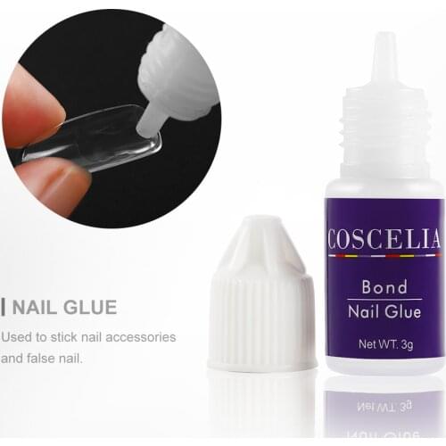COSCELIA 3g Nail Glue For False Adhesive Suitable for Sticky Nails Art Tool Decorate Tips Mini Professional DIY Extension Glue
