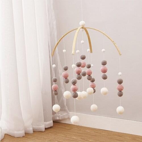 Nursery Room Decor Nordic Felt Ball Bed Mobile Hanging Decor Kids Play Room Tent Canopy Baby Girl Bedroom Mobile Nursery Decor