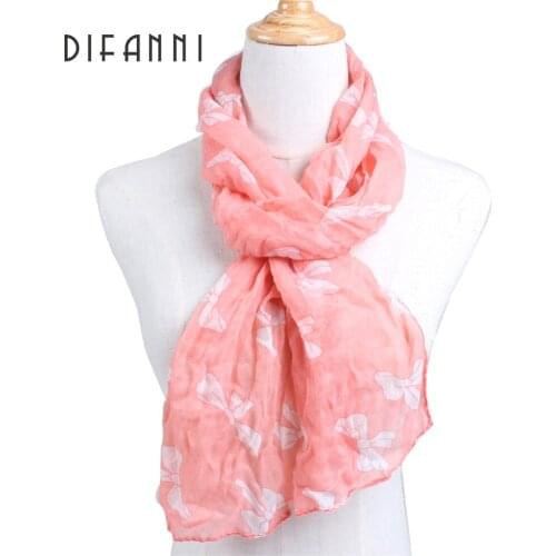 [DIFANNI] Elegant Fashion Women Long Print Cotton Polyester Scarf Wrap Ladies Shawl Scarves 2017 HOT Sale Butterfly print