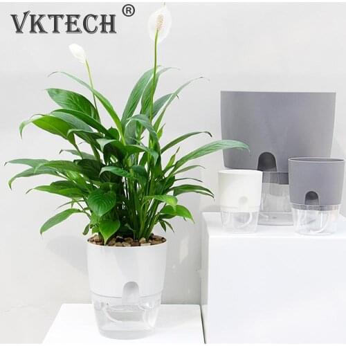 2 Layer Self Watering Flower Pot with Water Tank Home Office Decor Hydroponic Flowerpot Practical Plastic Plant Pot