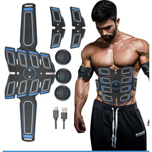 EMS Abdominal Muscle Stimulator Trainer USB Chargeable Waist Body Slimming Massager +3 Controllers ABS Abdominal Massage New