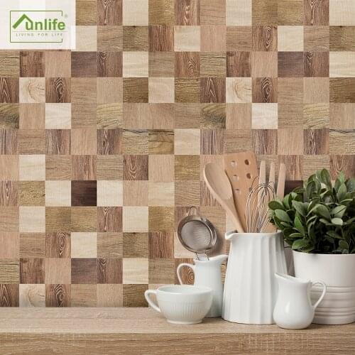 Funlife® Oak Mosaic Tile Sticker Peel&Stick Wall Sticker Kitchen Easy to Clean Self-Adhesive Kitchen Backsplash DIY Removable