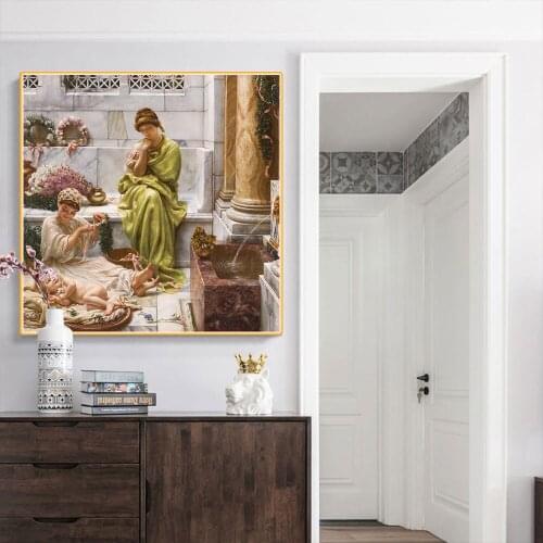 Citon Canvas Oil Painting Edward John Poynter《Corner of the marketplace》World Famous Artwork Picture Wall Decor Home Decoration