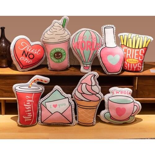 1PC Creative 3D real life ice cream Cake French Fries Cones pillow stuffed plush Home Pillow office nap pillow cushions