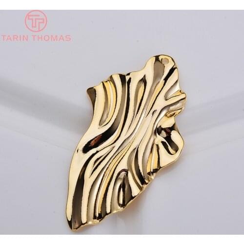 6PCS 24x45MM 24K Gold Color Plated Brass Irregular Pendants Charms High Quality DIY Jewelry Making Findings