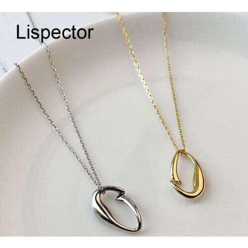 Lispector 925 Sterling Silver Korean Irregular Geometric Pendant Necklace for Women Minimalism Shiny Necklace Unisex Jewelry