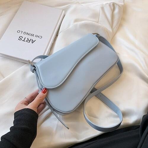Ladies Simple Style Small PU Leather Crossbody Bags for Women 2021 Summer Green Color Elegant Baguette Shoulder Handbags Female