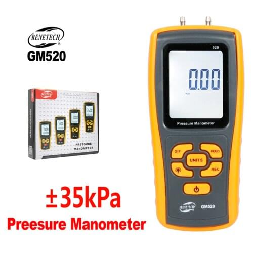 BENETECH Pressure Gauge Manometer Digital Handheld Tyre Electronic Pressure Differential Tester USB Manometer Pressure Manometer