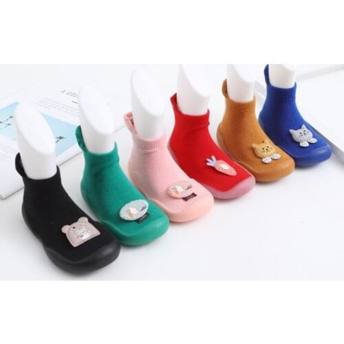 Cute Baby Shoes First Walkers Baby Casual Shoes Socks with Rubber Soles Baby Walkers Baby Girl Knitting Baby Kids Slipper