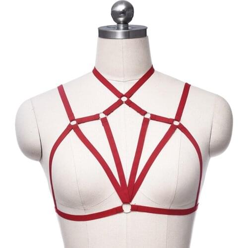 Polygonal gothic underwear chest tight-fitting bondage sexy bra colored body close-up harness holiday wear