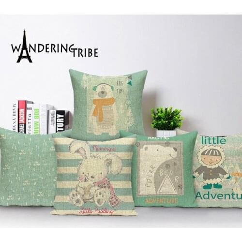 Cartoon Penguin Cushion Cover Farmhouse Home Decor Pillow Case Animal Cushion Cases Letter Sofa Car Pillows Covers Almofadas