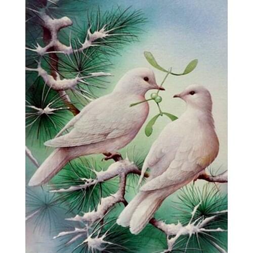 DIY 5D Diamond Painting Cross Stitch kits Diamond Embroidery Two pink bird Mosaic Pasted Painting Animal Portrait Craft gift