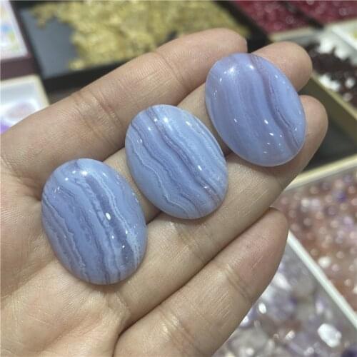 Natural New high quality Blue Chalcedony Blue lace agate Oval Gemstone For Gift Necklace Pendant Jewelry