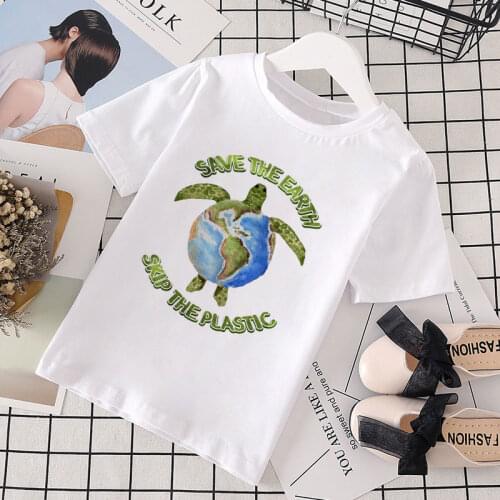 New 2020 Summer T Shirt Protection Earth Ocean Turtle Cat Cute Boy Clothes Toddler Girl Tops O-neck Birthday Tshirt Short Sleeve