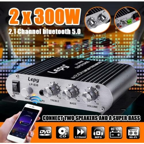 Upgrade 600W bluetooth Power Amplifier 2.1 Channel Hi-Fi Stereo Speakers Amplifier Audio Sound Home Theater Amplifier Super Bass