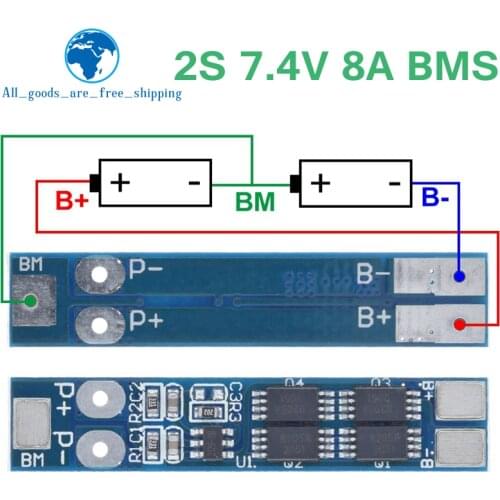 TZT 2S 7.4V 8A Li-ion 18650 Lithium Battery Charger Protection Board 8.4V Overcurrent Overcharge / Overdischarge Protection