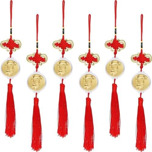 6Pcs Year Of Ox Hanging Ox Pendant Car Pendant Decor Chinese Feng Shui Hanging Good Luck Commemorative Gift-ABUX