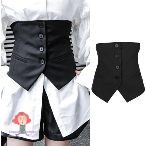 50LE Button Up Girdle Classic Design Wide Band Belts All-match Gothic Lolita Cosplay Body Jewelry Accessory for Parties