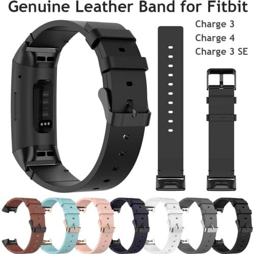 Genuine Leather Bands for Fitbit Charge 3/ Charge 3 SE/ Charge 4 Band Classic Replacement Accessories Strap Wristbands Black Man