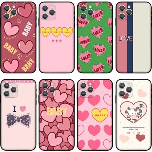 LOVE pattern Phone Case For iPhone 11 12 Pro Max X XS XR Xs Max Mini 6 6s 7 8 Plus se black Silicone Case