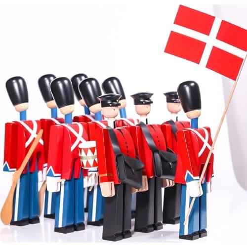 NORDIC DANISH SOLDIER WOODEN MINIATURE FIGURINES DECORATION CREATIVE HOME DECOR CHILDRENS MODEL PUPPET HANDMADE SOLID WOOD