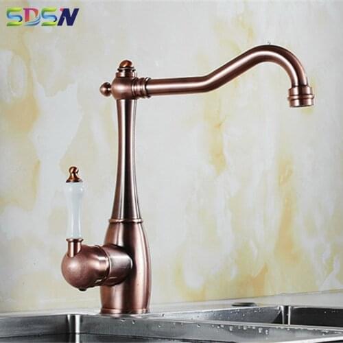 Contemporary Bathroom Sink Faucet Kitchen Sink Water-tap Bronze Color Delicate Kitchen Sink Faucet Hot& Cold Bathroom Basin Tap