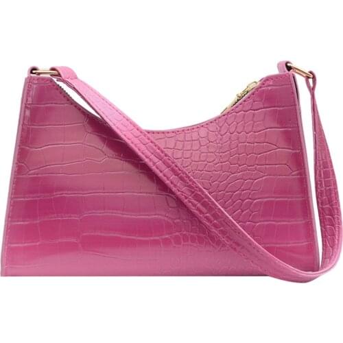 Fashion Exquisite Shopping Bag Retro Shoulder Bag Gradient Crocodile Pattern Handbag Clutch with Zipper Closure for Women