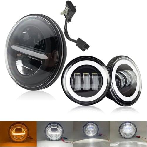 Headlight For Universal Motorcycle Parts 7" LED Motor Headlight 4.5" 4 1/2 inch Passing Light For H-arley Touring Softail Classi