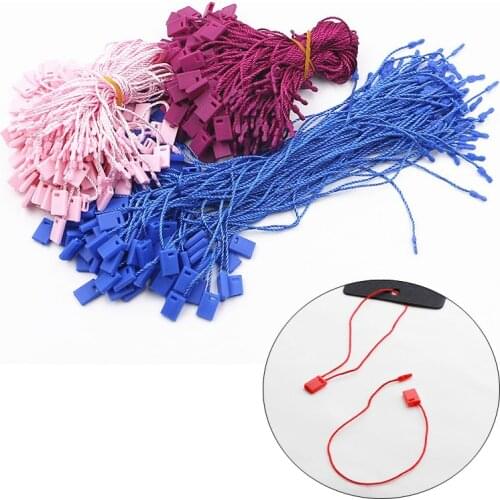 XUNZHE 100 Pcs 20cm Clothes Tag Clothing Wire Rope Single-Hand Rope Hanging Plastic Beads Square Tags Labels Polyester Cord