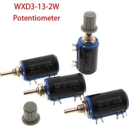 1PCS WXD3-13 2W Potentiometer + 1PCS Grey knob )100 200 220 1K 2.2K 3.3K 4.7K 5.6K 6.8K 10K 22K 33K 47K 100K Ohm WXD3-13-2W