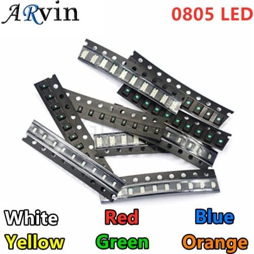 100pcs/lot 6 Colors SMD 0805 Led DIY kit Ultra Bright Red/Green/Blue/Yellow/White/Orange Water Clear LED Light Diode set