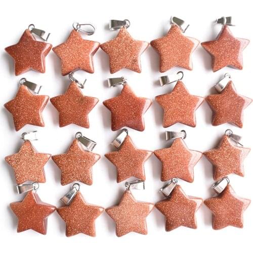 2020Fashion good quality gold sand stone five-pointed star charm pendants for jewelry making 50pcs/lot Wholesale free shipping