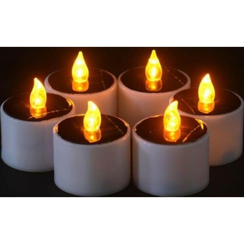 6Pcs Solar Powered LED Light Candle Lamp Flameless Tealight Wedding Party Decor
